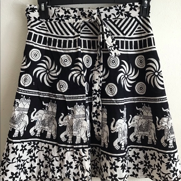 Beach Black white India new 100% cotton wrap skirt - Picture 5 of 6